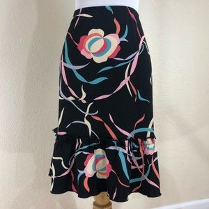 PARALLEL Abstract Floral Skirt w/Ruffle Bottom
